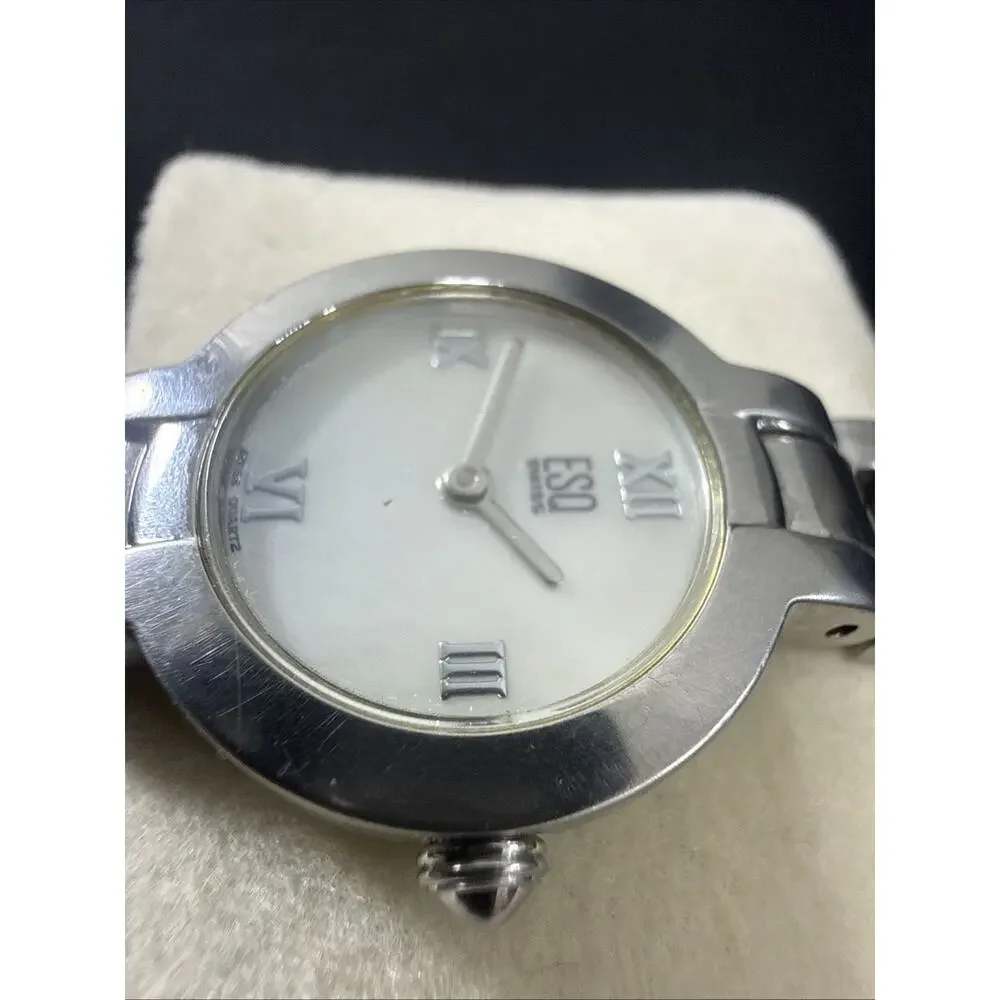 Vintage ESQ By MOVADO Womens Model E5372 New Battery 6” Band 24mm MOP Dial